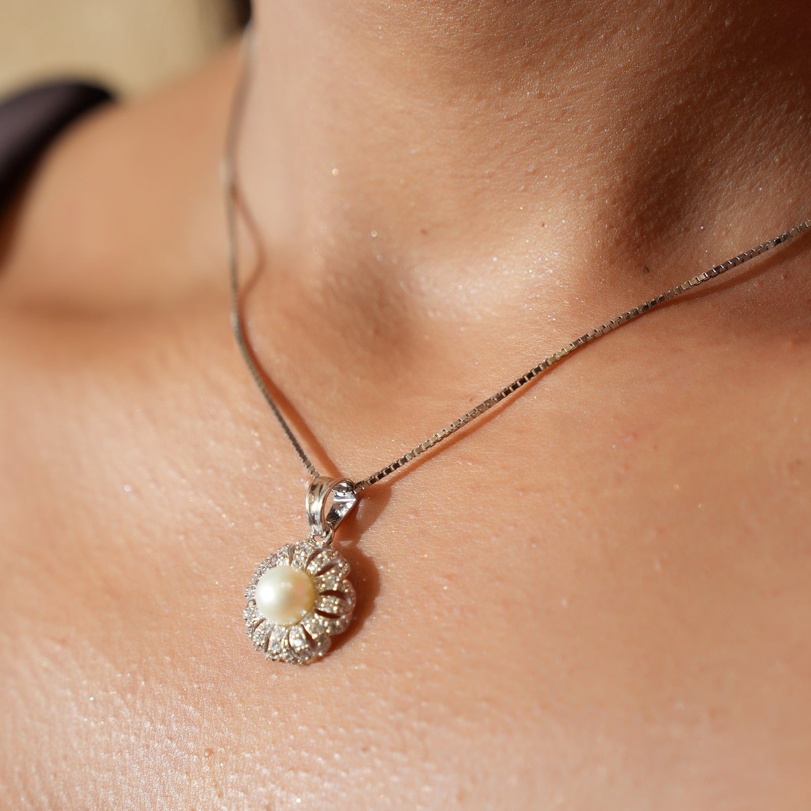 Ocean Pearl Sterling Silver Pendant Set